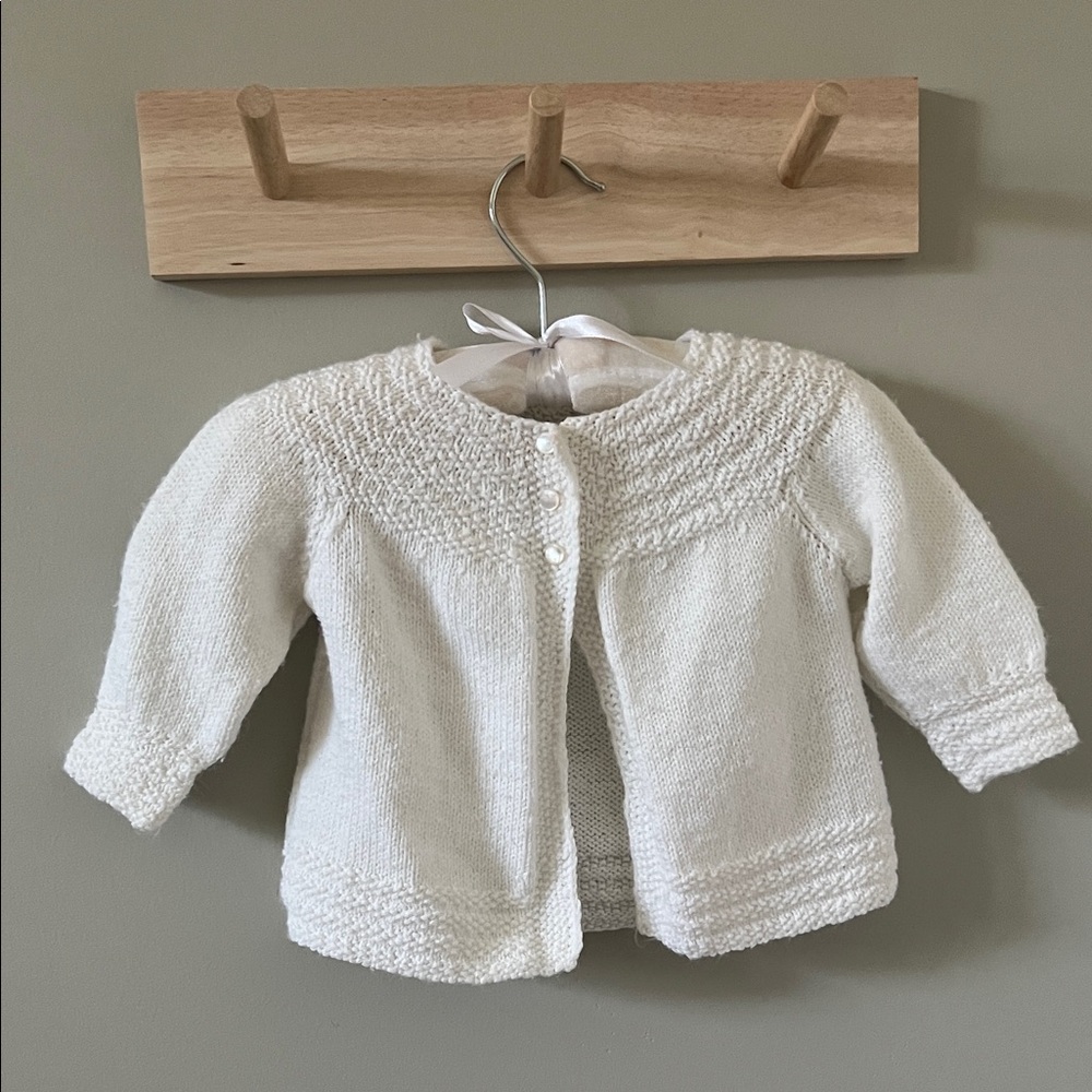 Vintage White Knit Baby Cardigan